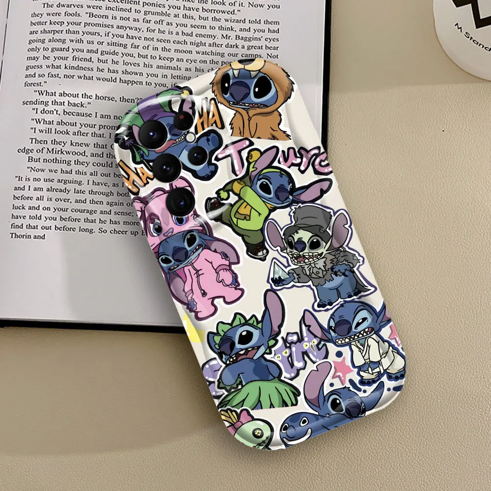 Disney Lilo & Stitch Cute Baby Phone Case For Samsung Galaxy S24 S23 S22 S21 S20 Ultra Plus Fe A55 A54 A53 A52 S 3D Wave Cover