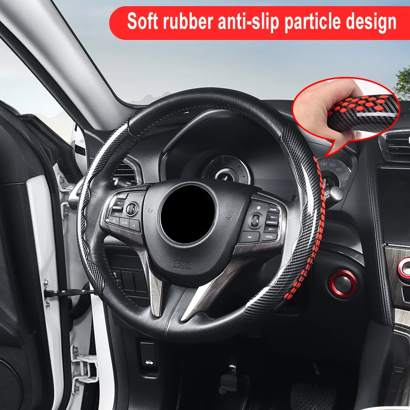 Carbon fiber pattern style Steering wheel cover For Toyota Land Cruiser Prado 120 150 LC120 LC150 2003-2023 Interior Accessories