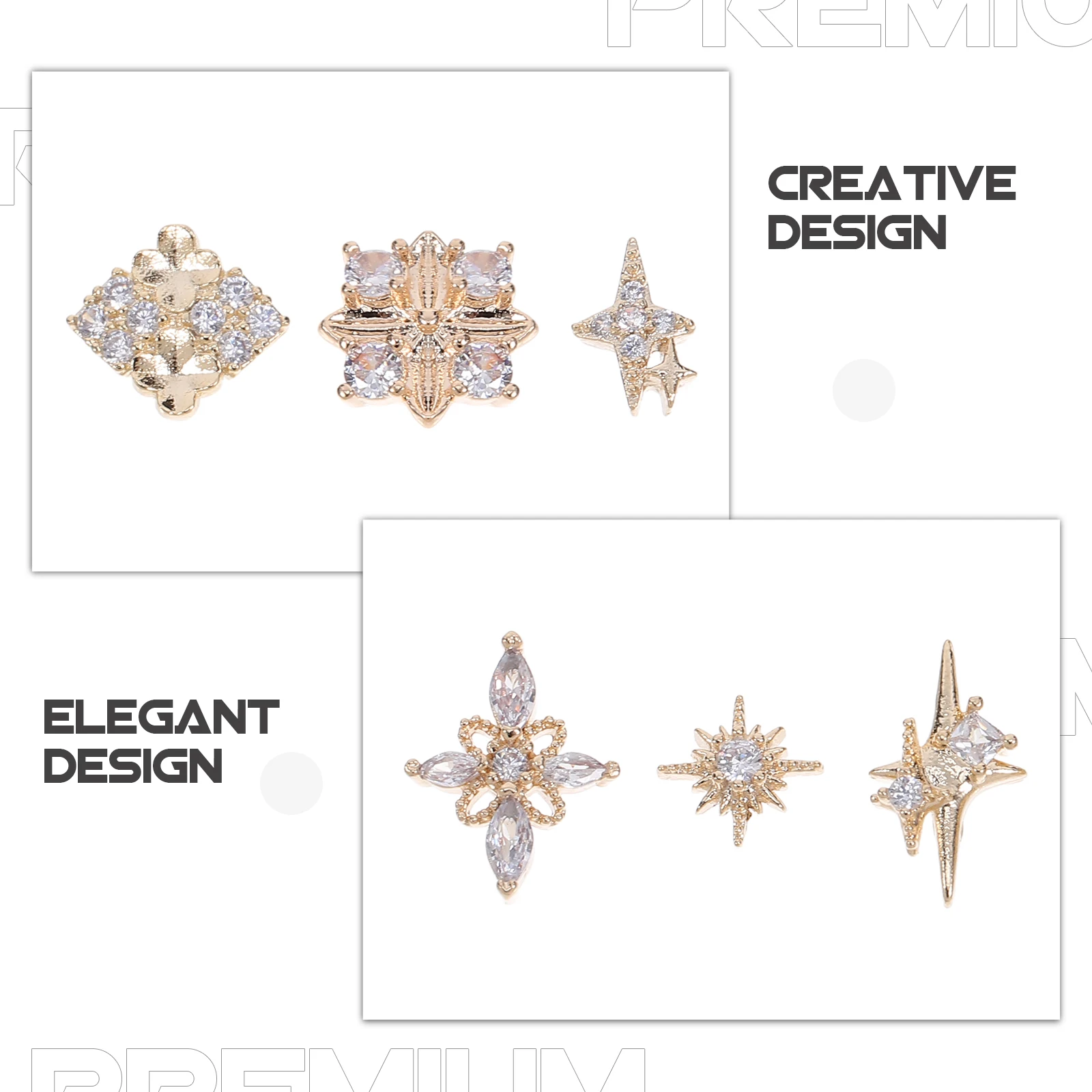 

12Pcs Retro Nail Art Charms Rhinestones Metal Nail Decorations Shimmering Nail Ornaments
