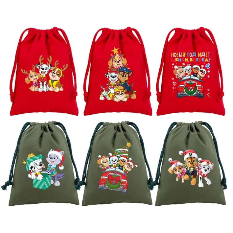 PAW Patrols Kids Cartoon Drawstring Bag Christmas Gift Bags Children Anime Cute Handbags Accessories Xmas Candy Storage Pouch