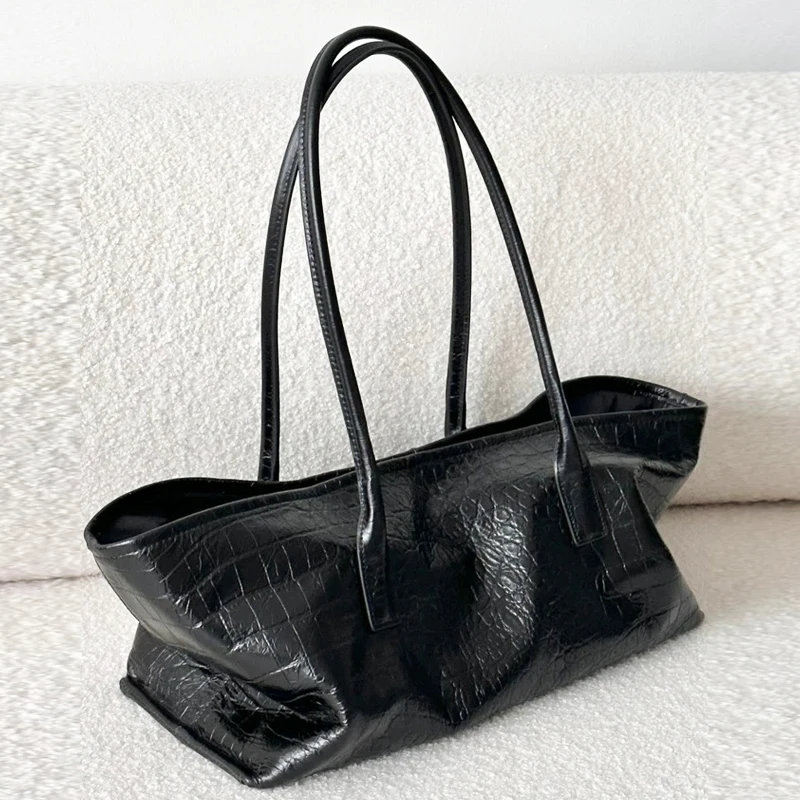 

Vintage Tote Bags For Women Luxury Designer Handbags Purses 2026 New In PU Crocodile Pattern With Inner Pocket Underarm Shoulder