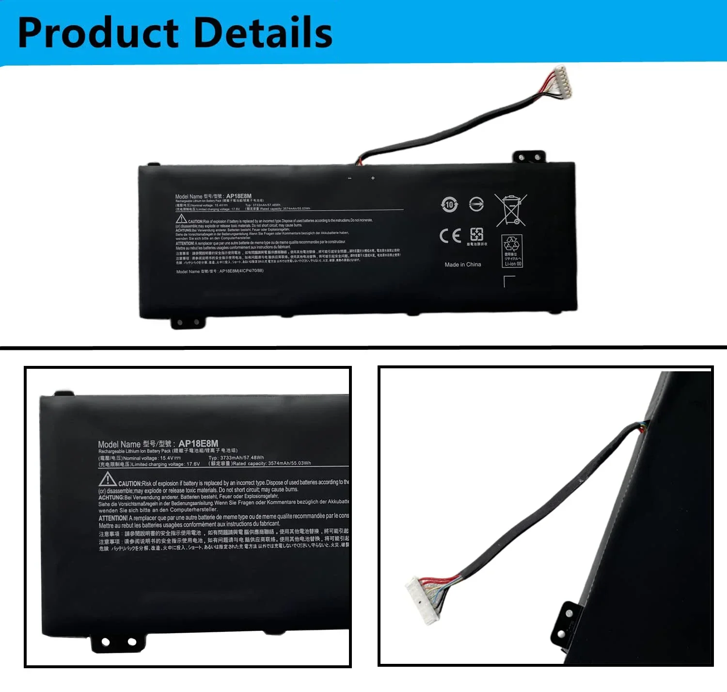 AP18E7M AP18E8M Battery for Acer Predator Helios 300 PH315-52 PH315-53 PH317-53 Predator 300 PT315-51 Nitro 5 AN517-52 AN517-51