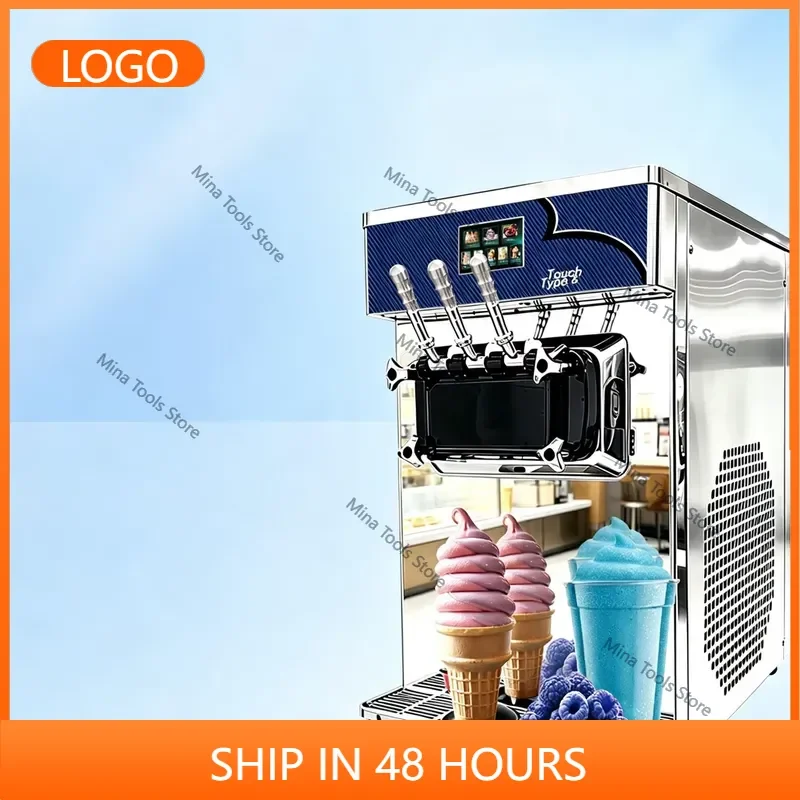 40PCS/H 3 Flavor Stainless Steel Soft Serve Ice Cream Machine with Milk Countertop Frozen Yogurt & Auto Slush Ice Cream