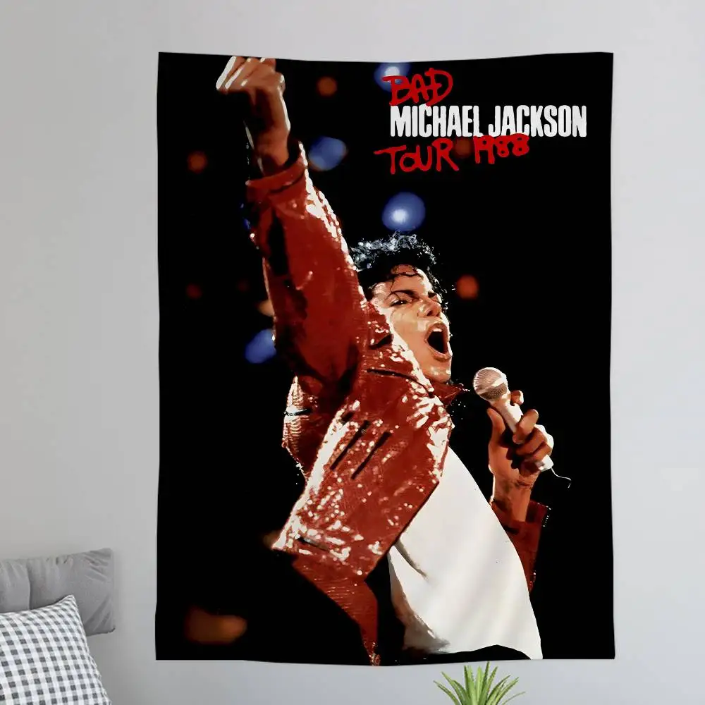 Pop Singer Michael Jackson Anime Tapestry Hippie Flower Wall Carpets Dorm Decor Wall Hanging Home Decor