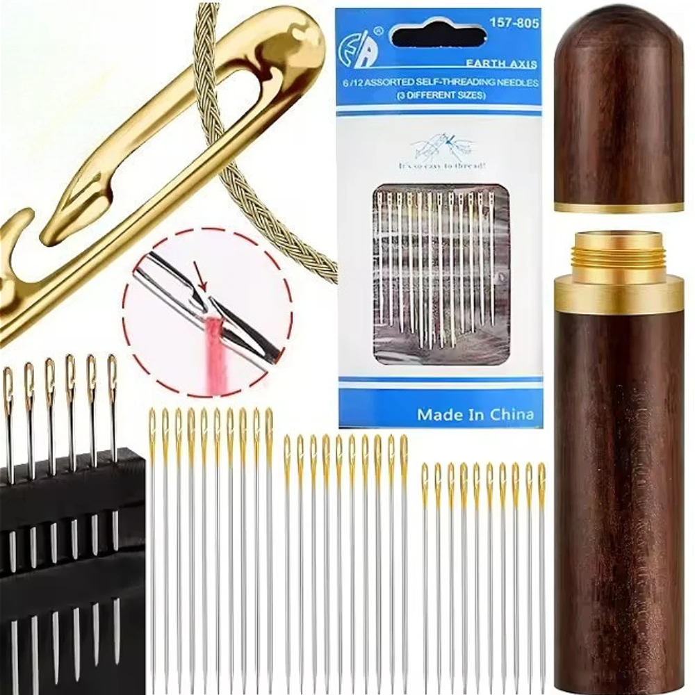 Aghi per cucire ciechi con foro laterale Aghi per anziani in acciaio inossidabile Per cucire a mano Perno per cucire fai da te per la casa