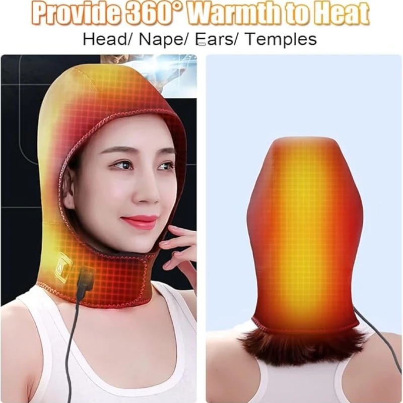 

Eletric Heated Hood Hat Migraine Relief Heating Pad for Head Relieve Tension 3 Temperature Settings Adjustable Size Head Wrap
