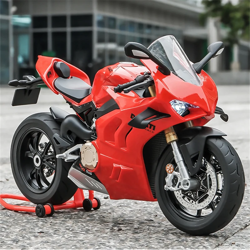 1/9 Panigale V4S Alloy Racing Motorcycle Diecasts Metal Street Sports Motorcycle Model Simulation With Light Childrens Toys Gift