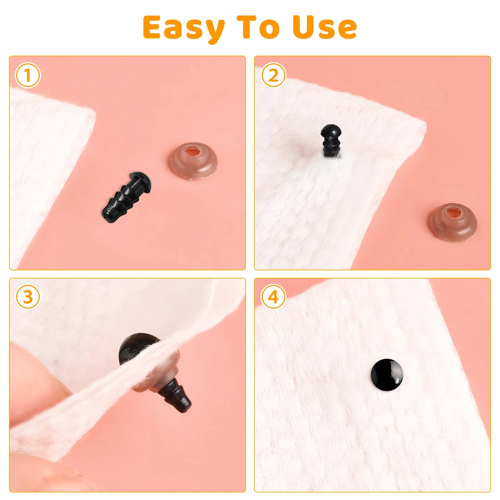 

400pcs 1 Box Plastic Safety Eyes Assorted Sizes Black Diy Craft Stuffed Animal Bear Eyes Replacement Washers Durable Storage Box