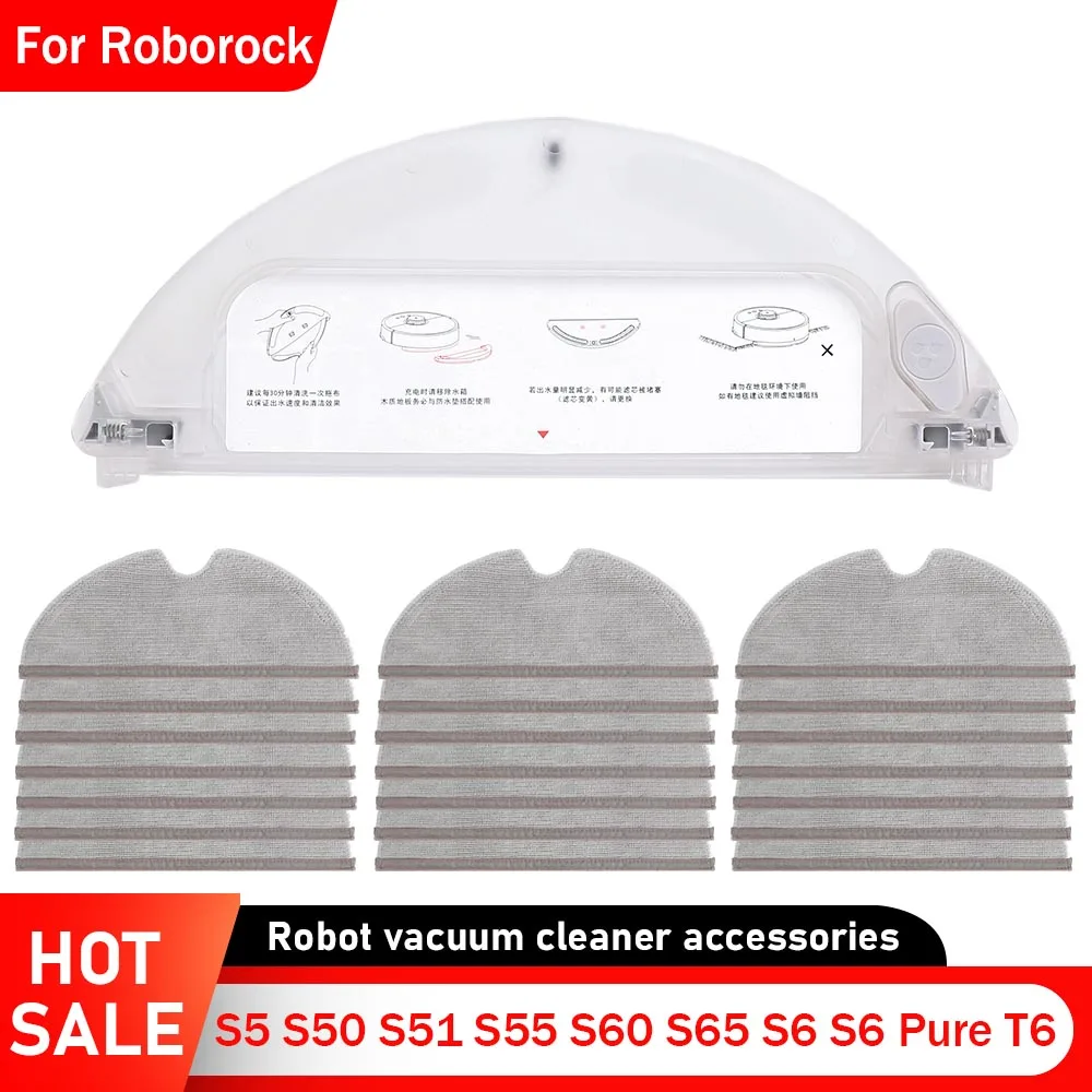 Parts for Xiaomi for Roborock S5 S50 S51 S55 S60 S65 S6 Pure T6 Robot Vacuum Essential Mop Cloths Rag Water Tank Accessories