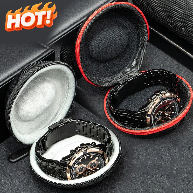 Portable EVA Single Watch Travel Case Watch Storage Organizer Box Watch Holder Waterproof for Smartwatches Zippered Container