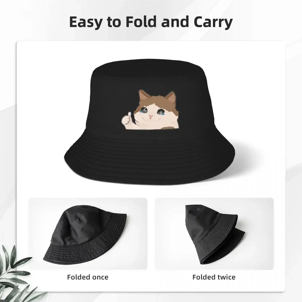 Crying Cat Meme Bucket Hat Panama For Man Woman Bob Hats Hip Hop Fisherman Hats Summer Beach Fishing Unisex Caps