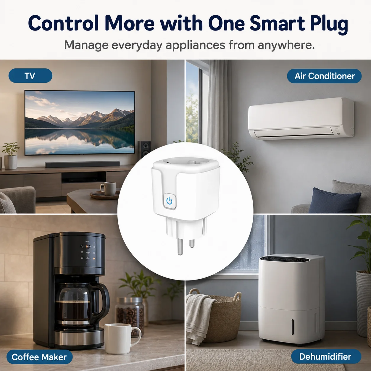 Tuya WiFi Smart Plug EU 20A Energy Monitoring Timer Socket App & Voice Control Smart Life Compatible With Alexa Google Home image 2