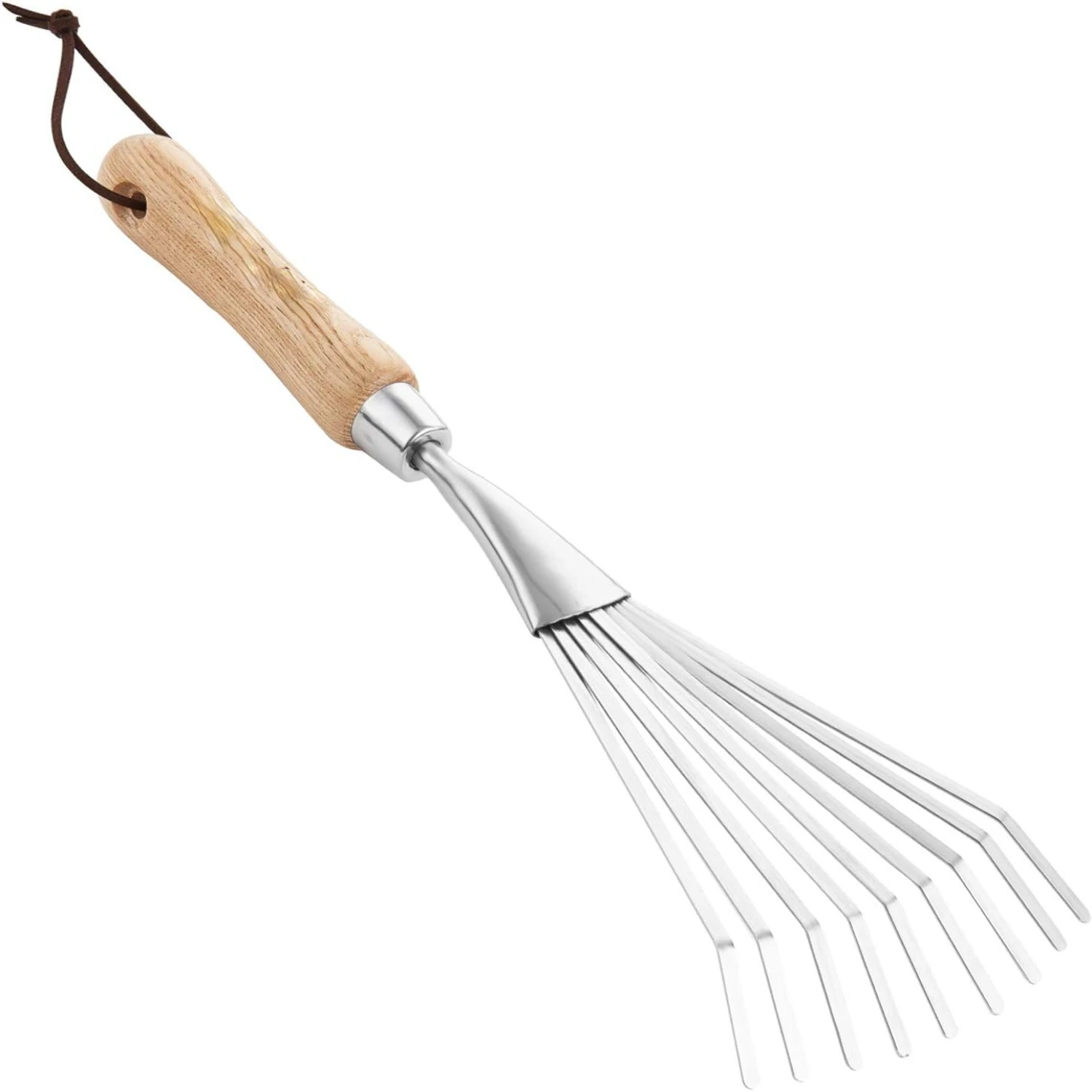 

Small Hand Shrub Rake for Gardening - Stainless Steel 9-Tine Grass Rake - Ideal for Lawn Leaf Cleanup - Ergonomic 14.7 Tool - W