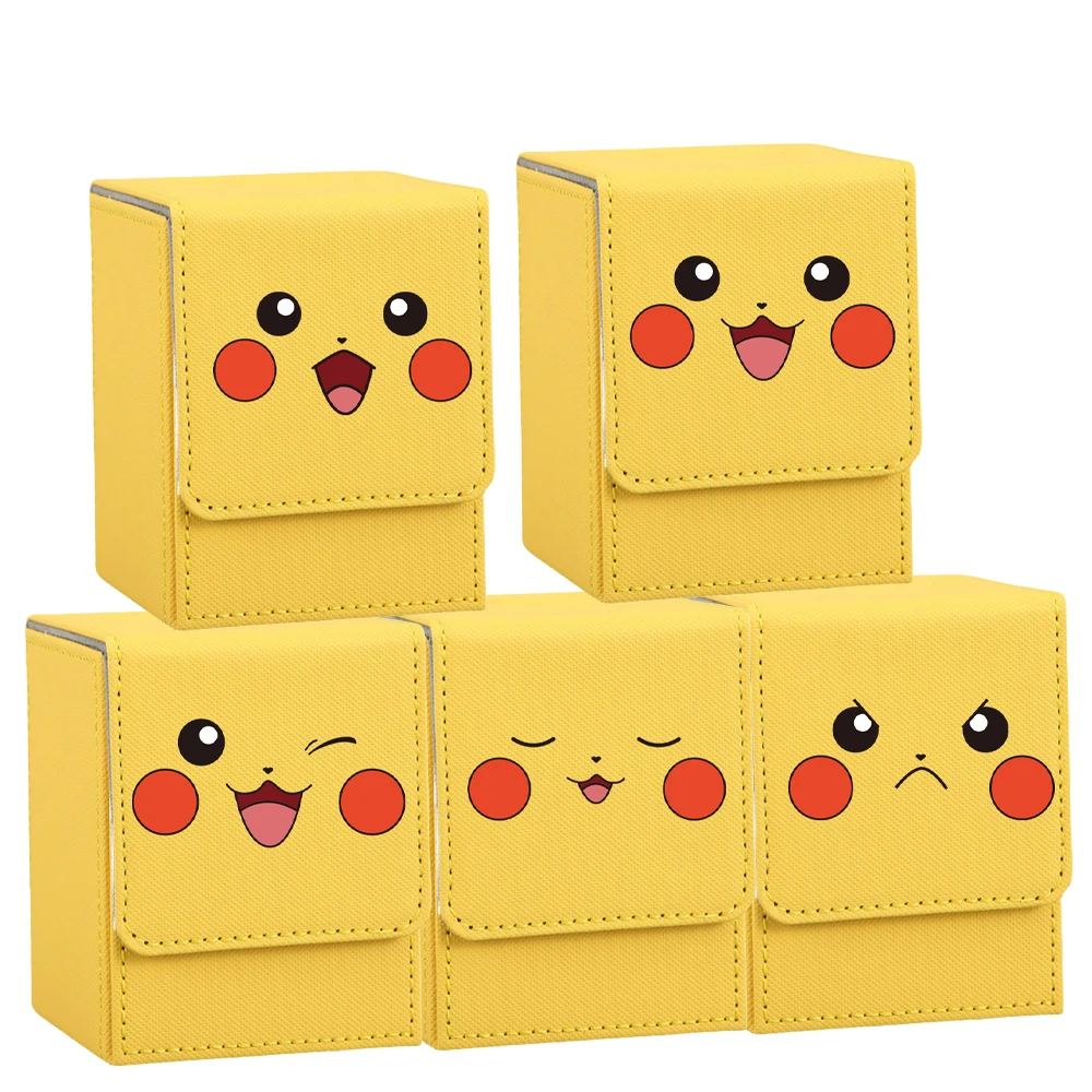 Pokemon Card Box Cute Kawaii Style Series Pikachu Diy Anime Game Characters Tcg Ptcg Trading Card Storage Collection Box 100+