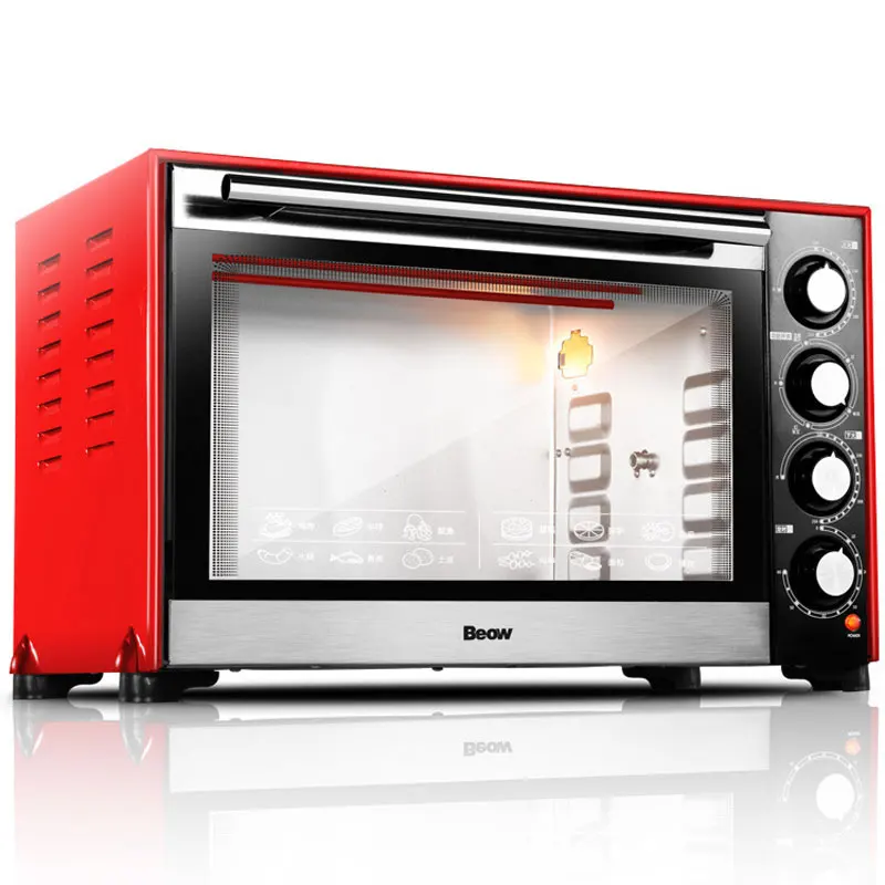 Four électrique à pont mécanique, contrôle de la température, acier inoxydable, panneau en cristal noir, four à pizza, 60L