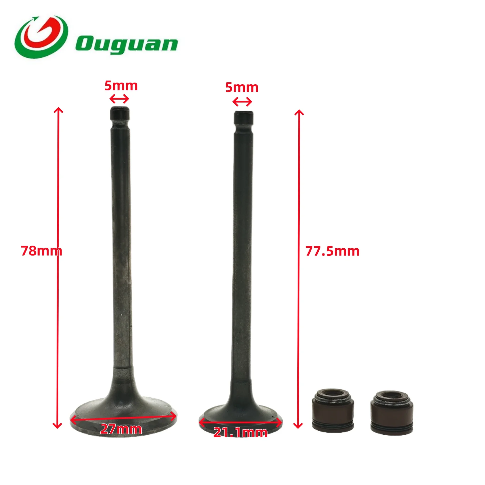 ouguan For Piaggio FLY 125 125cc Valve Intake Exhaust Stem Valve Oil Seal