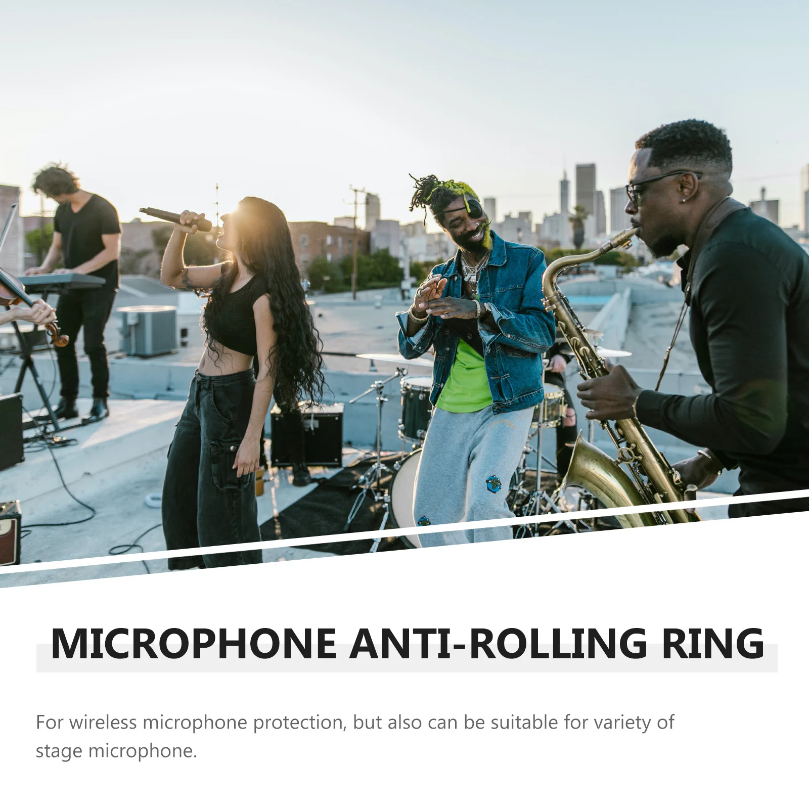 5Pcs Mic Anti-Rolling Ring Universal Non-Slip Protector for Microphone Sturdy Design Suitable for Stage Ktv Family Gathering