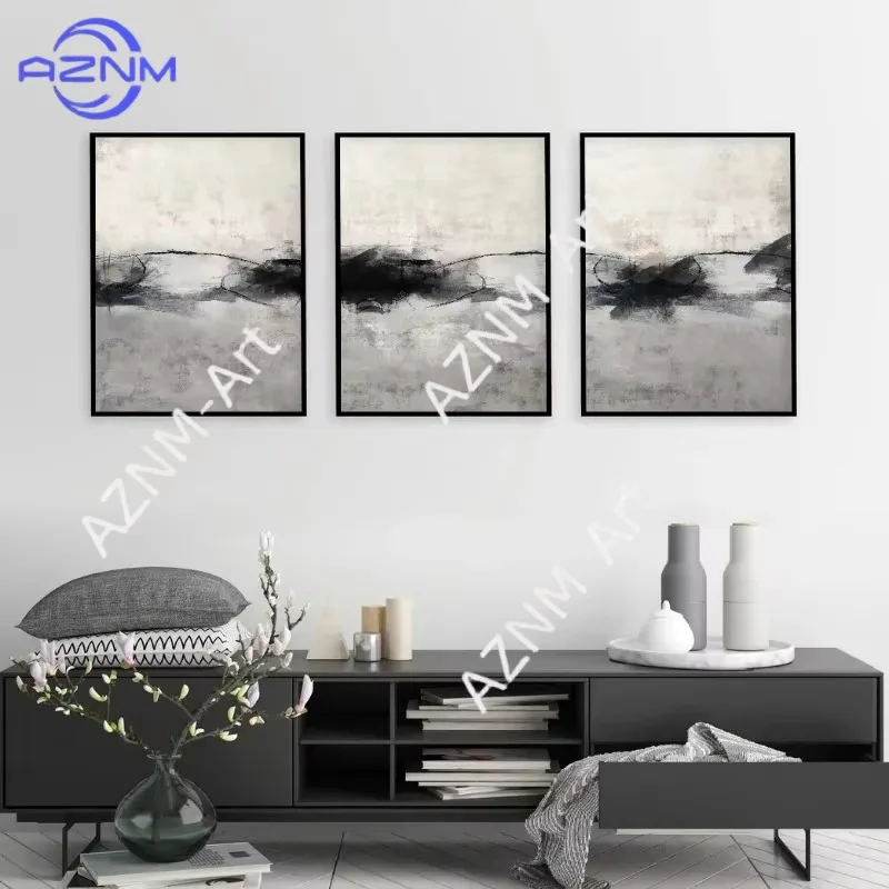 1/3 Stück Neutrale Beige-Graue Einfache Abstrakte Landschaft Galerie Wandkunst Poster Drucke Leinwandgemälde Nordische Wandbilder Dekoration