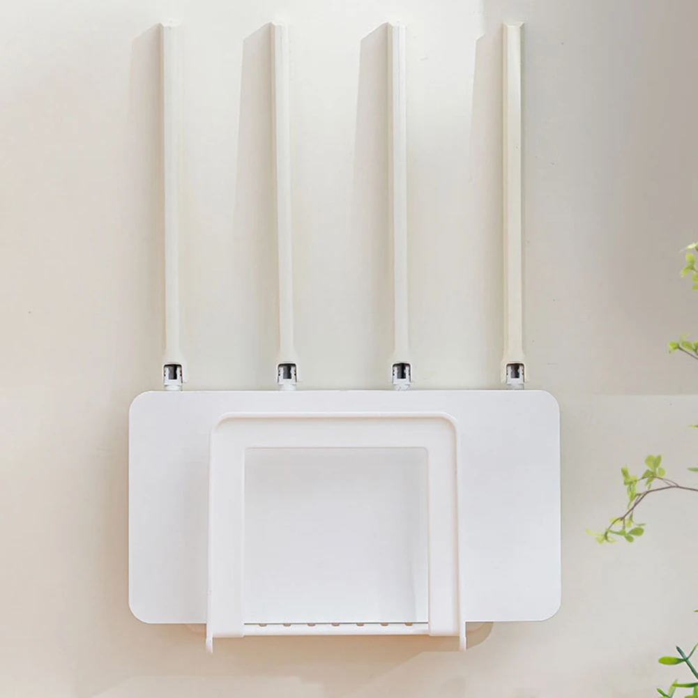 Non Marking Wall Shelf For Routers Floating Shelf Cable Management Odorless Storage Solution Punch-Free Installation
