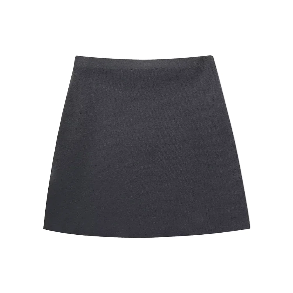 PB&ZA 2024 Spring New Women\'s Fashion and Elegance Casual Versatile Knitted Mini Skirt