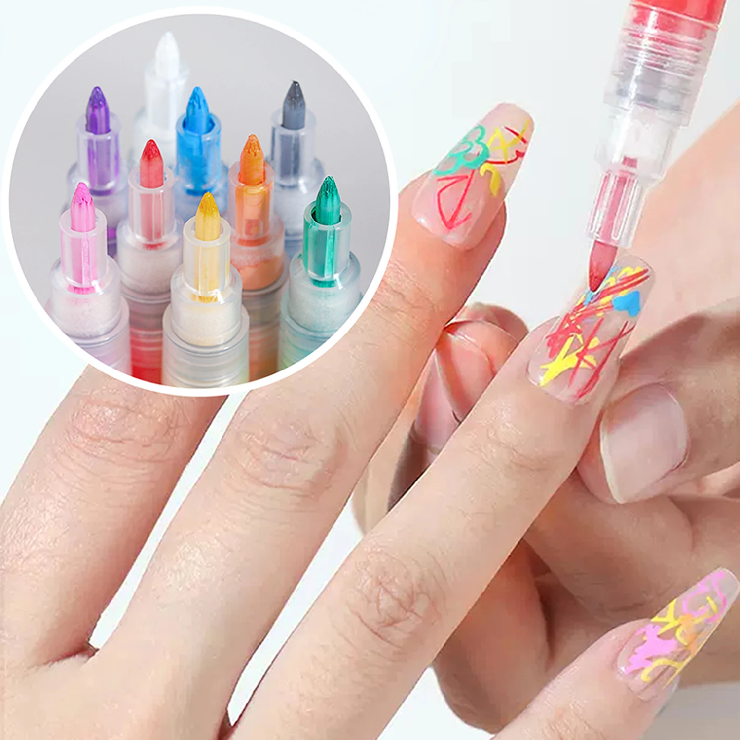 12 Colors Nail Graffiti Pen Acrylic Paint Pens, Extra Fine, Acrylic Markers for DIY Art Nail Creation