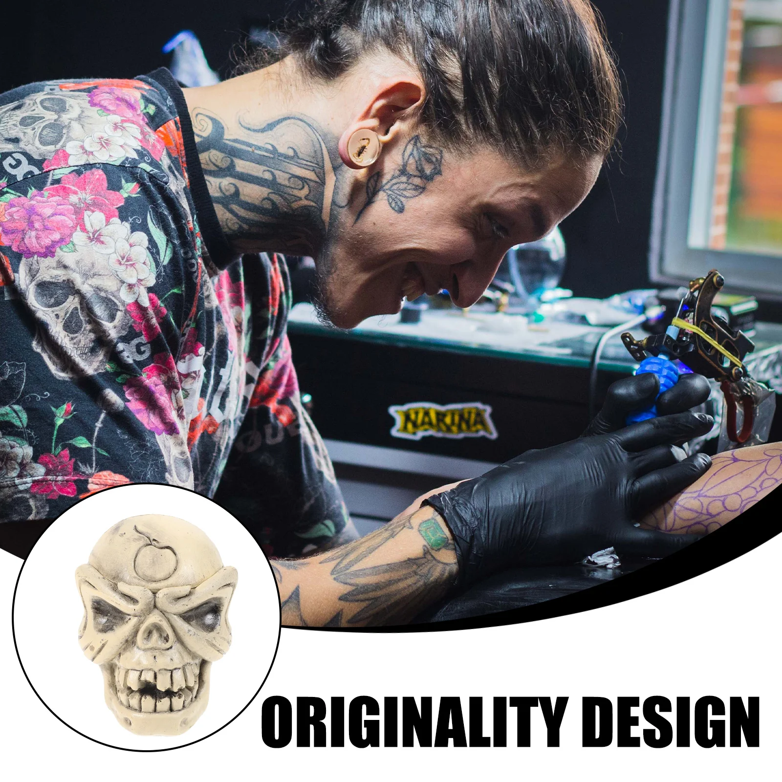 

Premium Skull Cup Holder Pigment Cup Rack with Lid Protects Colors Prevents Spills Creative Stand for Use