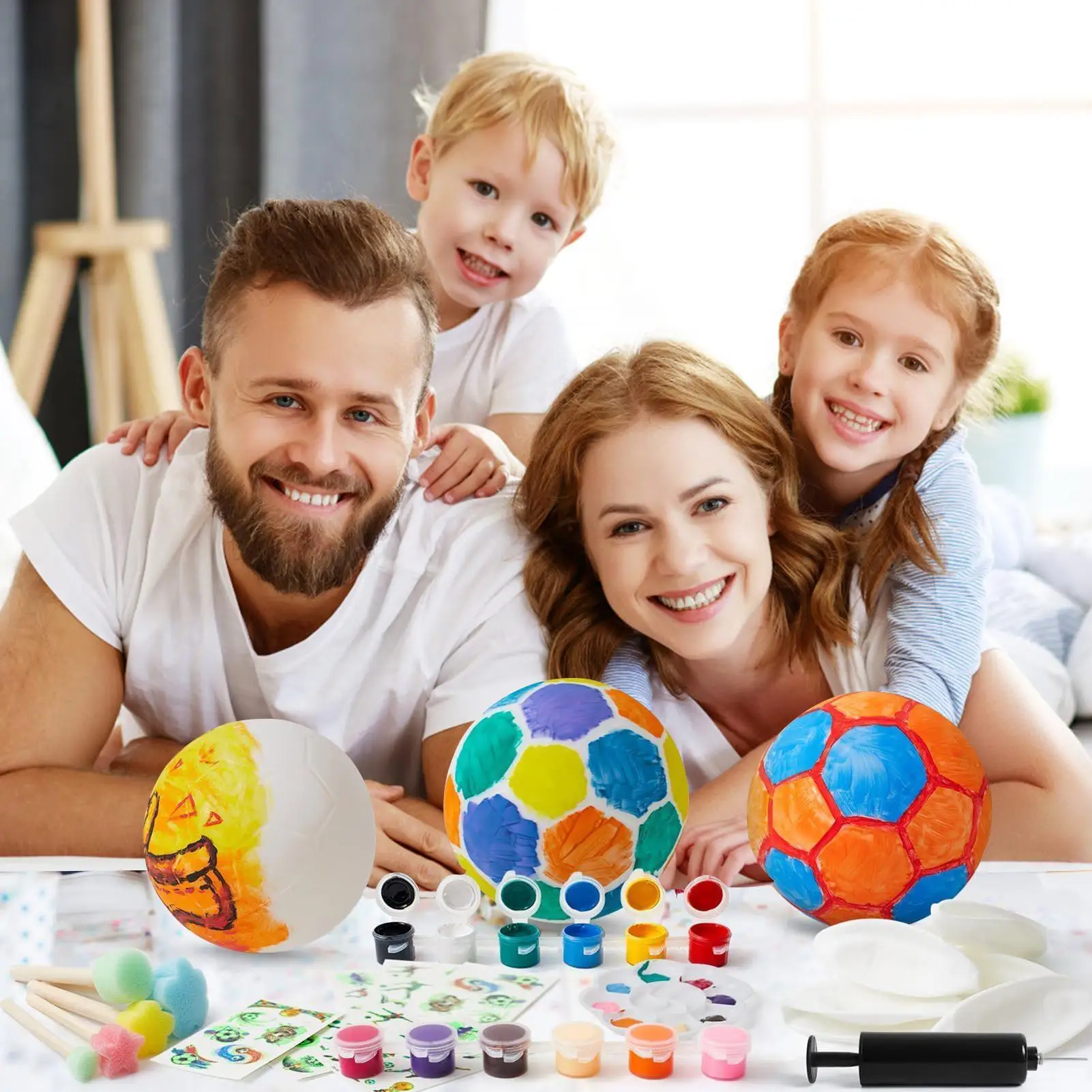 Kit de lámpara de fútbol para niños, juguetes de pintura de grafiti de fútbol, suministros de arte con pegatinas brillantes para dormitorio y sala de estar