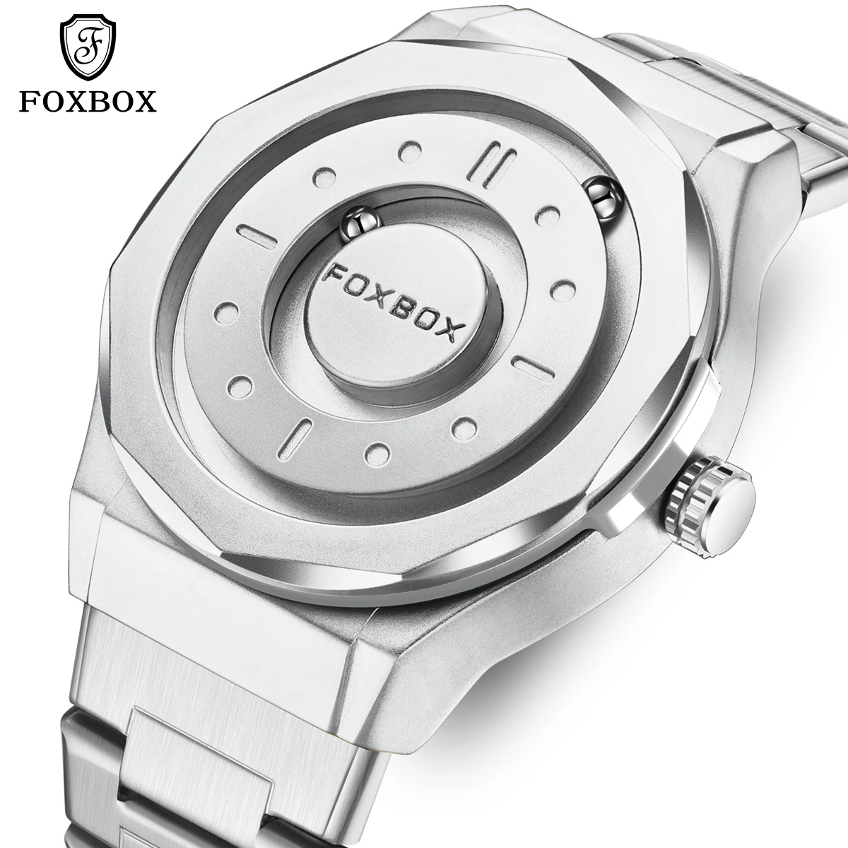 

FOXBOX 2025 Men's Watches Quartz clock Creative Scrolling Pointer Magnetic Force mens wristwatch watches for men reloj hommes