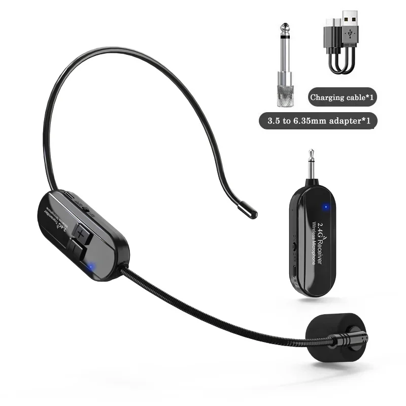 

2.4G Wireless Microphone Headset Mic For Voice Amplifier Speaker Karaoke Computer Teaching Meeting Yoga Singing