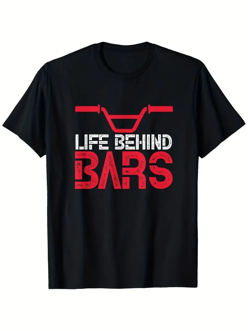 Men's Bmx Cycling Graphic T-Shirt Retro Racing Life Behind Bars Print S-Xxxl Machine Washable Casual Sports Apparel For Riders