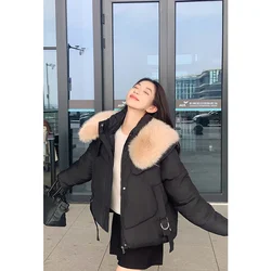 2024 Down Jacket Women Coat Keep Warm Thickening Oversize American Style Y2K Duck Down Fur Collar Feather Winter Short Outwear