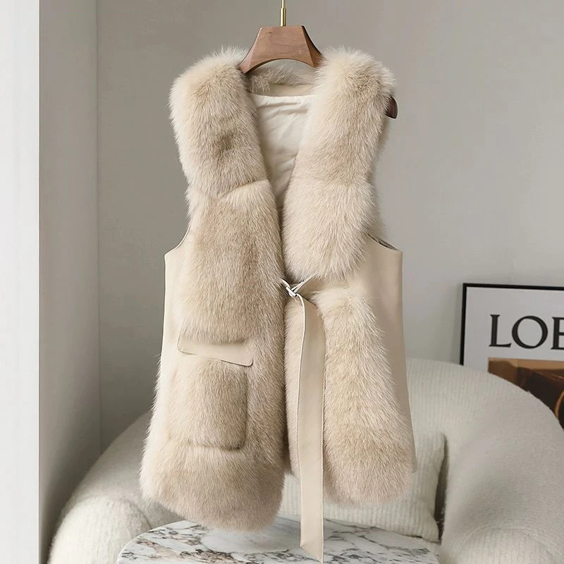 Manteau en fourrure de renard véritable pour femme, manteau entier importé de la Finlande, vernis irrégulier, haut précieux, pur, hiver, nouveau, 2023