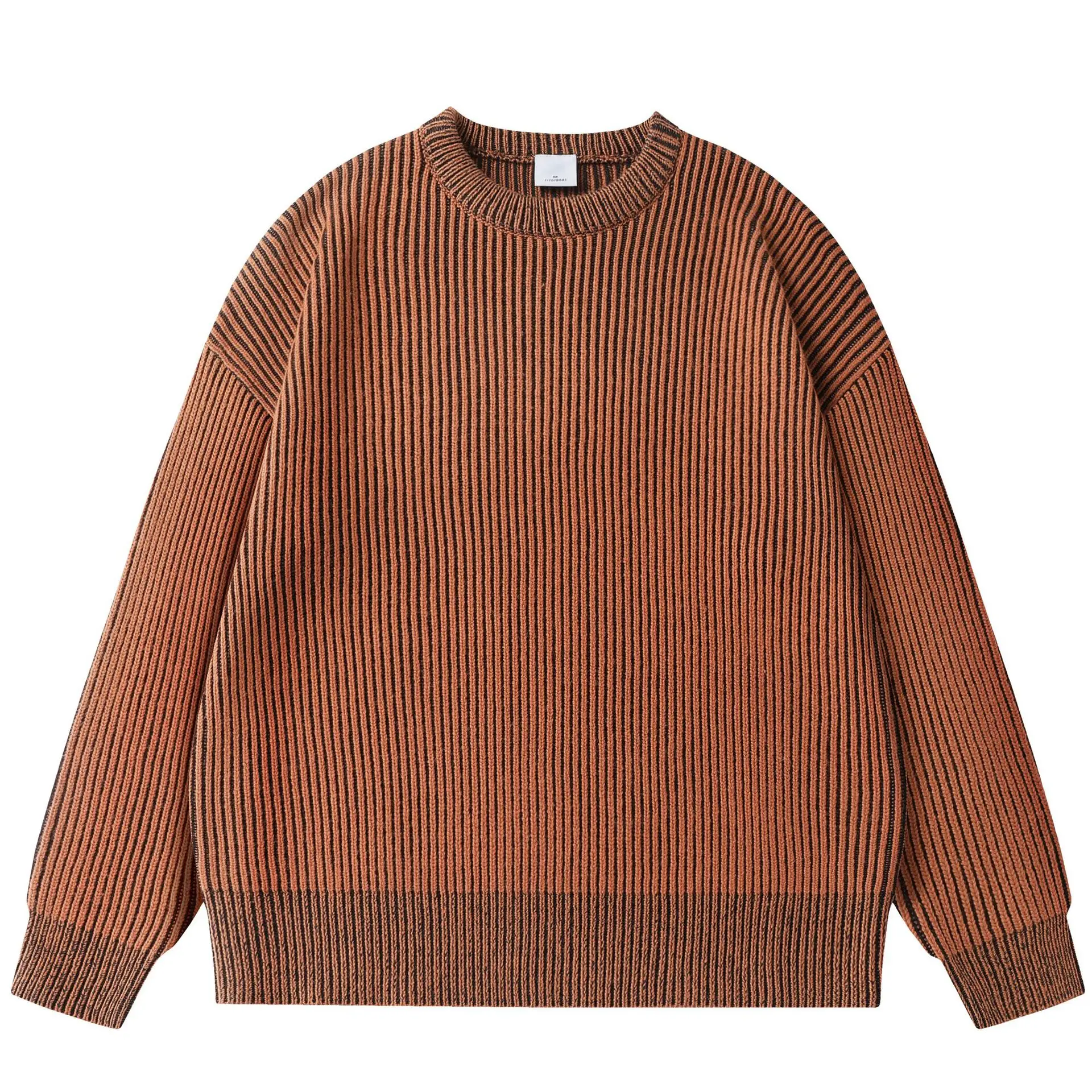 

Unisex Japanese Vintage Amekaji Sweater - Winter Distressed Loose Thick Wool Blend Crew Neck Knit Top