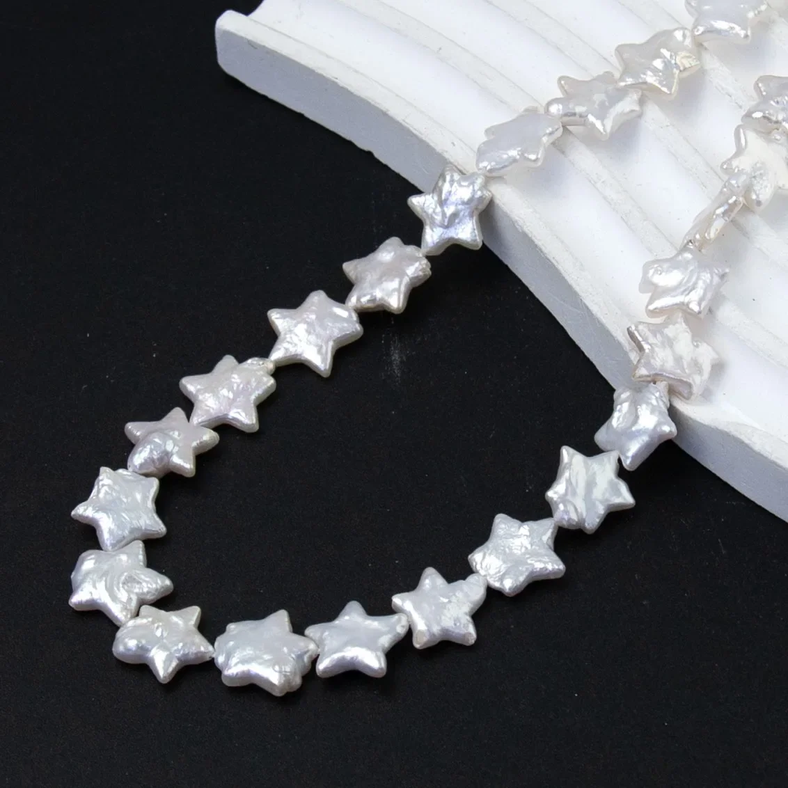 1 ستراند 11-12 مللي متر لؤلؤ المياه العذبة الطبيعية شكل نجمة فضفاض الخرز لصنع المجوهرات عقد دي اي واي سوار شكل نجمة خماسية #6