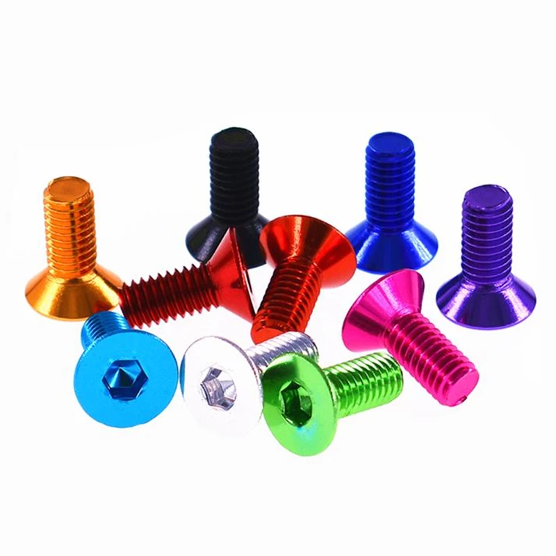 10pcs DIN7991 Aluminum Flat Screws M3 M4 M5 M6x6/8/10/12/14/16/20/25 Flat Hex Socket Countersunk head Screws Bolts