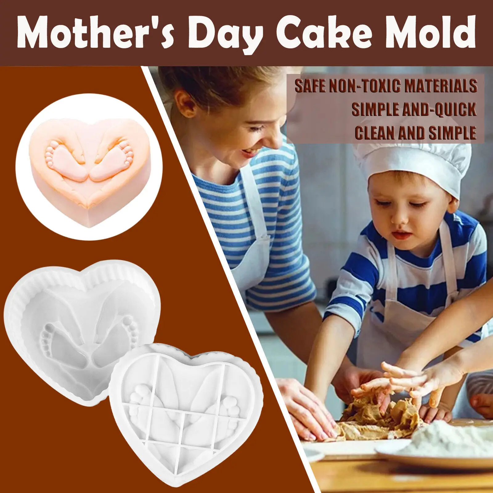 Mother's Day Silicone Mould DIY Bunny Chocolate Flip Cake Baking Moulds Cooking Bakeware Maker Cake Tools Kitchen Accessory