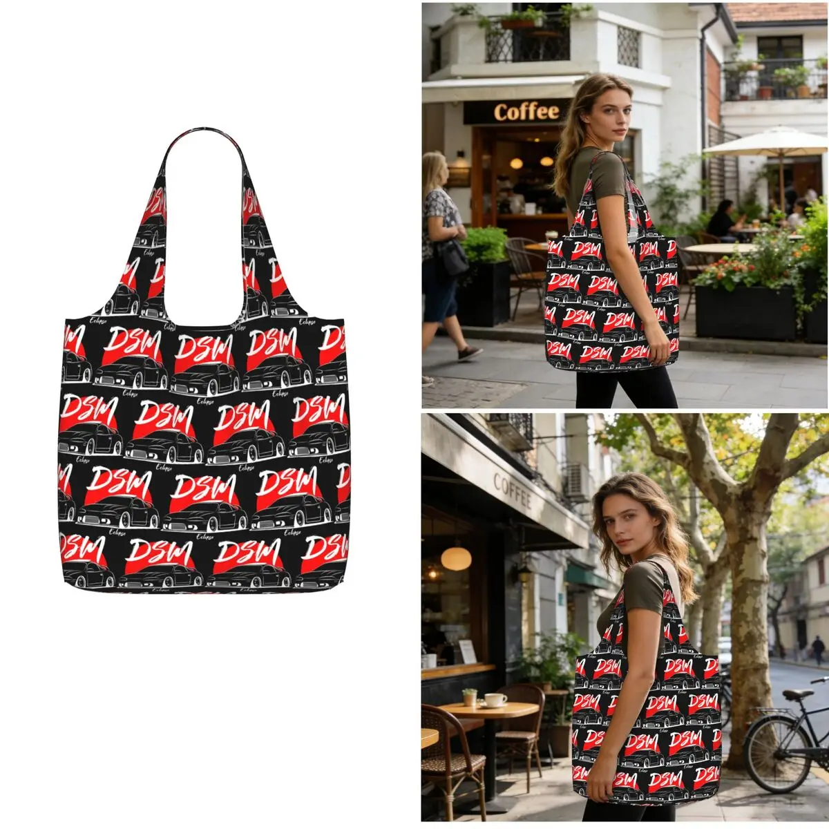 2G Eclipse DSM Shopping Tote Bag Canvas Large Capacity Shoulder Bags Shopper Grocery Handbag for Women