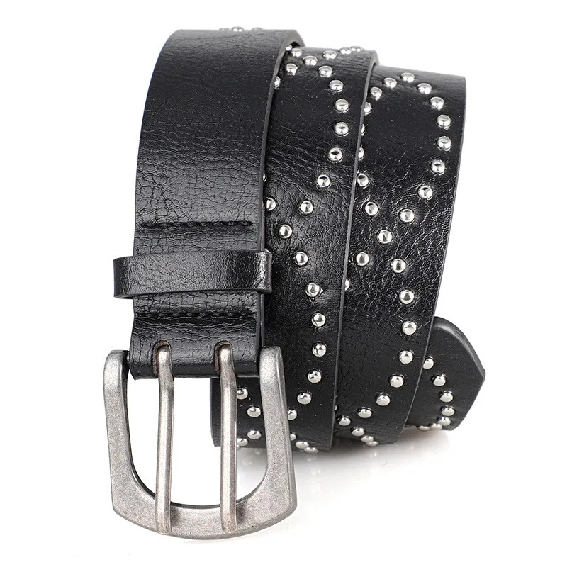 Vintage Punk-Stil Metall-Klauenperlen-Gürtel für Männer und Frauen, Legierungsnadelverschluss, Nietengürtel, lässiger und vielseitiger Hosengürtel. – Detail 5