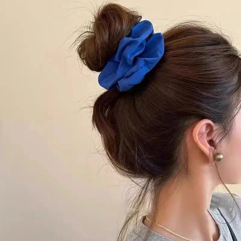 

Blue large intestine hair band, simple and versatile tie, side hair rope, headrope, hair accessories for women
