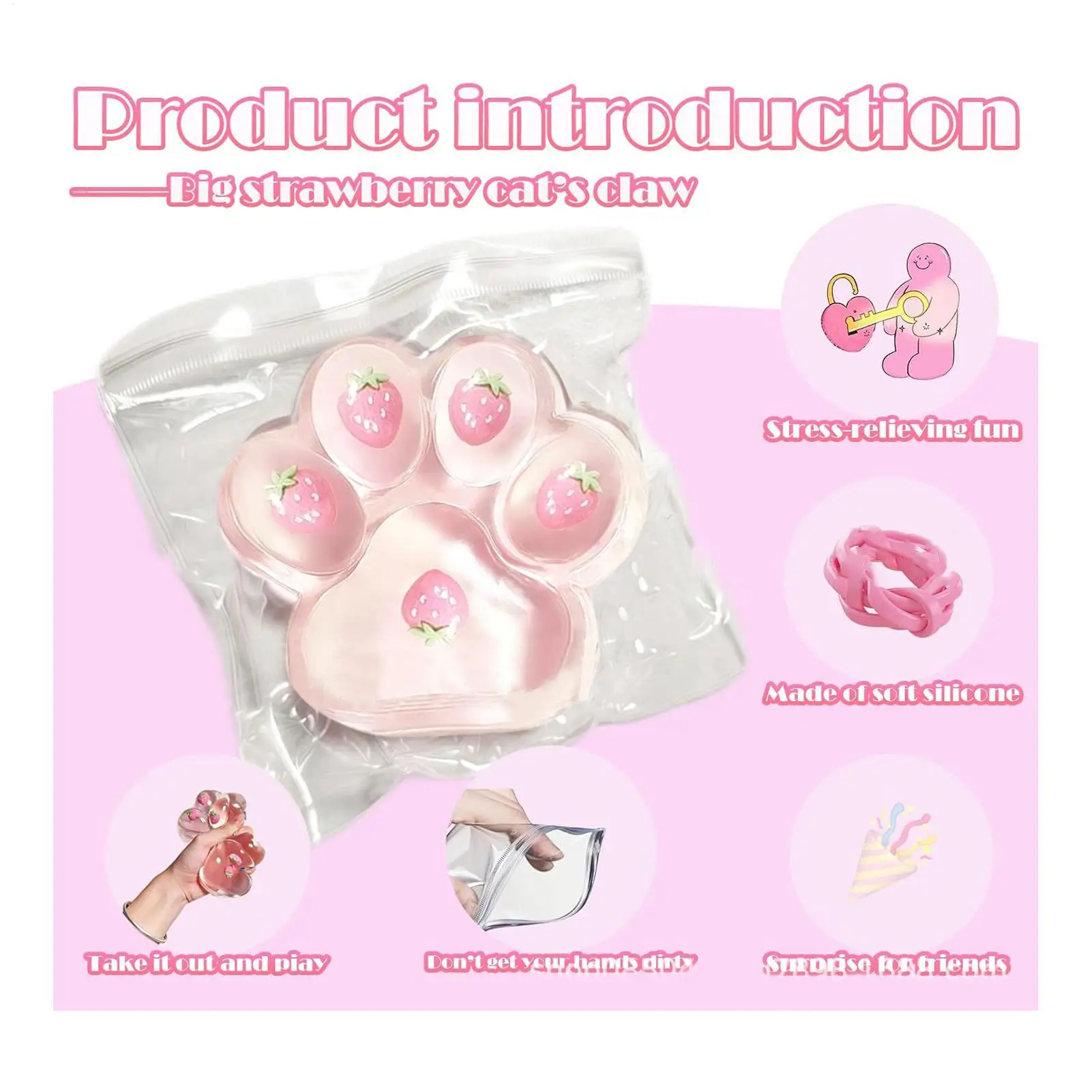 Sensory Squeeze Toy Pinching Soft Cat Claw Rebound Fidget Squeeze Relaxing For Women Men Girls Boys Kids Adults Classroom Prizes