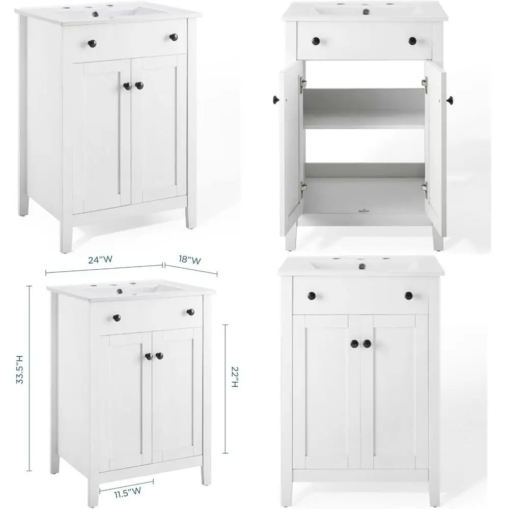 Szafka łazienkowa z białym umywalką, 24 cali