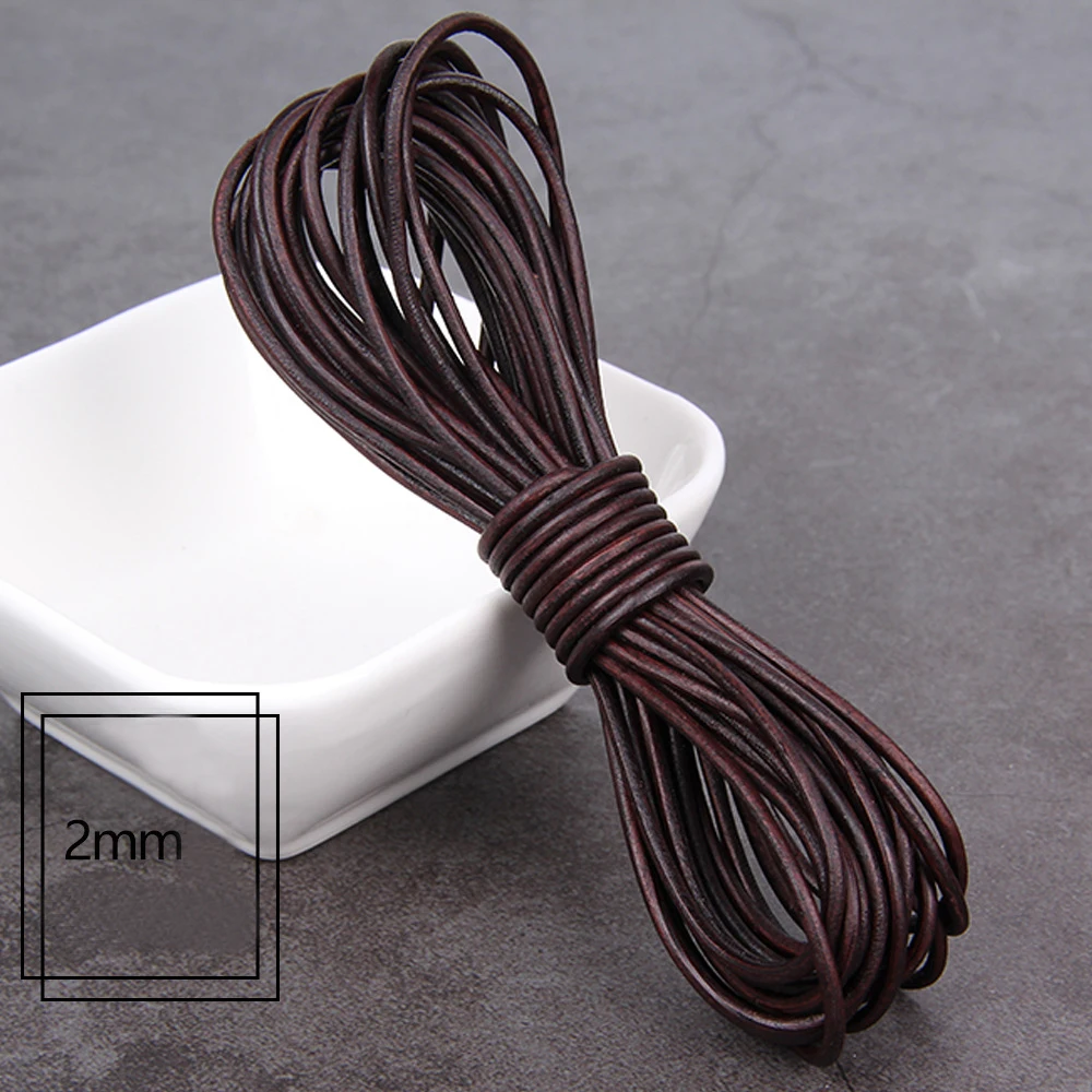 5 Yards Retro High Quality Genuine Leather Cord Rou nd/Flat Strand COW Leather Rope For Necklace Bracelets DIY Jewelry