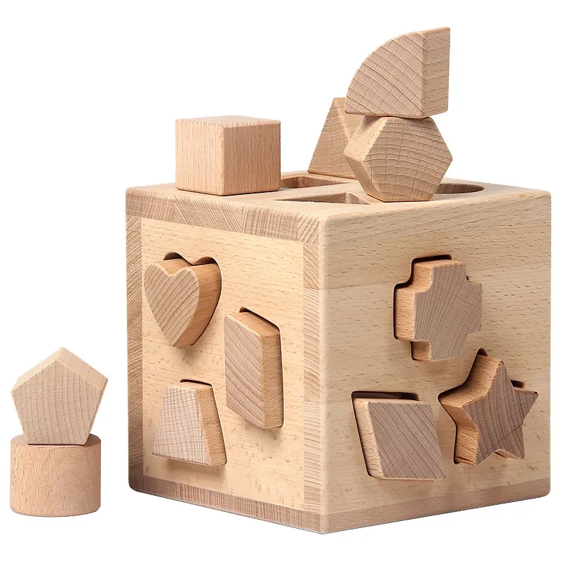 

Wooden Box Children's Puzzle Early Education Shape Recognition Toys Wooden Geometry Toys Kindergarten m