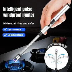 Type C Rechargeable Pulse Ignition Gun Candle Lighter with 360° Flexible Neck, Special Lighter for Kitchen Extended Gas Stove