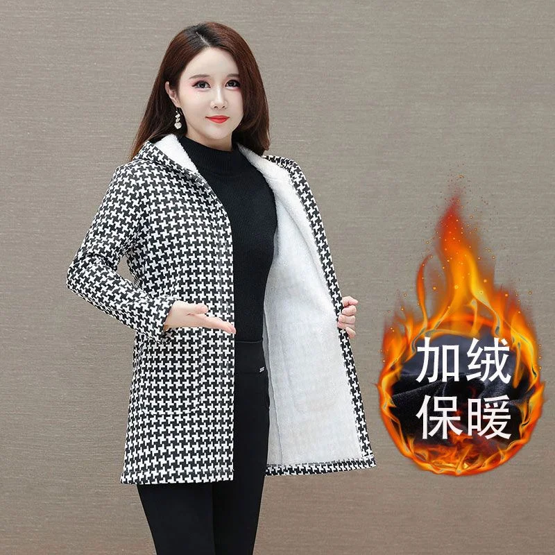 Women\'s Autumn Winter Coat Add Velvet Thickening 2022 New Outerwear Medium Long Mother Loaded Thick Cold And Warm Jacket