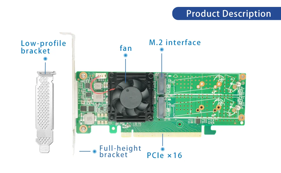 PCIe 3.0 X16 zu 4x M.2 NVMe SSD Switch-Adapter Unterstützt 2280 SSD-PE3162-4IL Keine Motherboard-Bifurkation Erforderlich – Detail 2