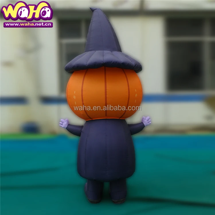 Funny Halloween Parade Performance Walking Inflatable Pumpkin Monster Costume Wearable Blow Up Pumpkin Genie Suit For Party