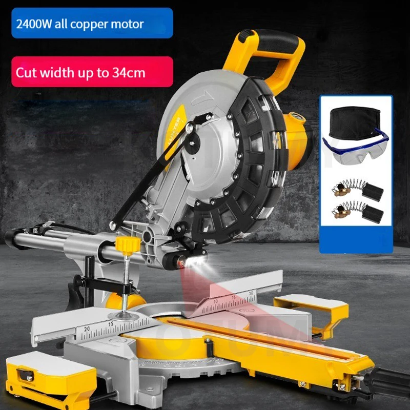 220V 10 Inch Multifunctional Electric Saw Household 45 Degree High-Precision Woodworking Cutting Miter Sawing Aluminum Machine