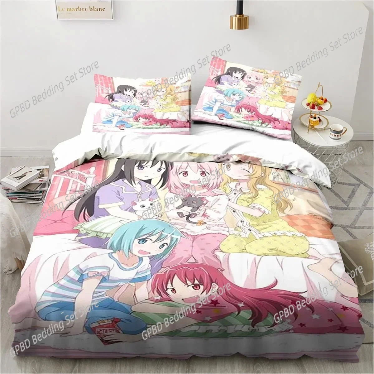 Puella Magi Madoka Magica 3D Bedding Set Duvet Cover Pillowcases Single Twin Full Queen King Size Home Decor Quilt Boys Gift