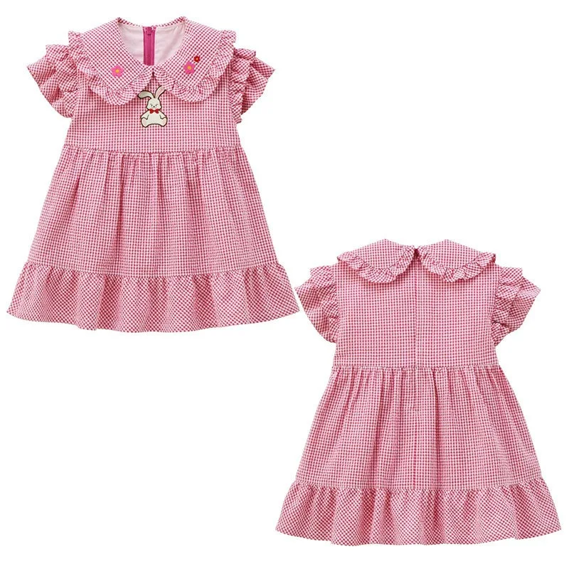 Japanese Girls Casual Dresses Cartoon Rabbit  Summer Short Sleeved Dress Girl Skirts Vestidos  Baby Clothes  Kids Skirt Robe